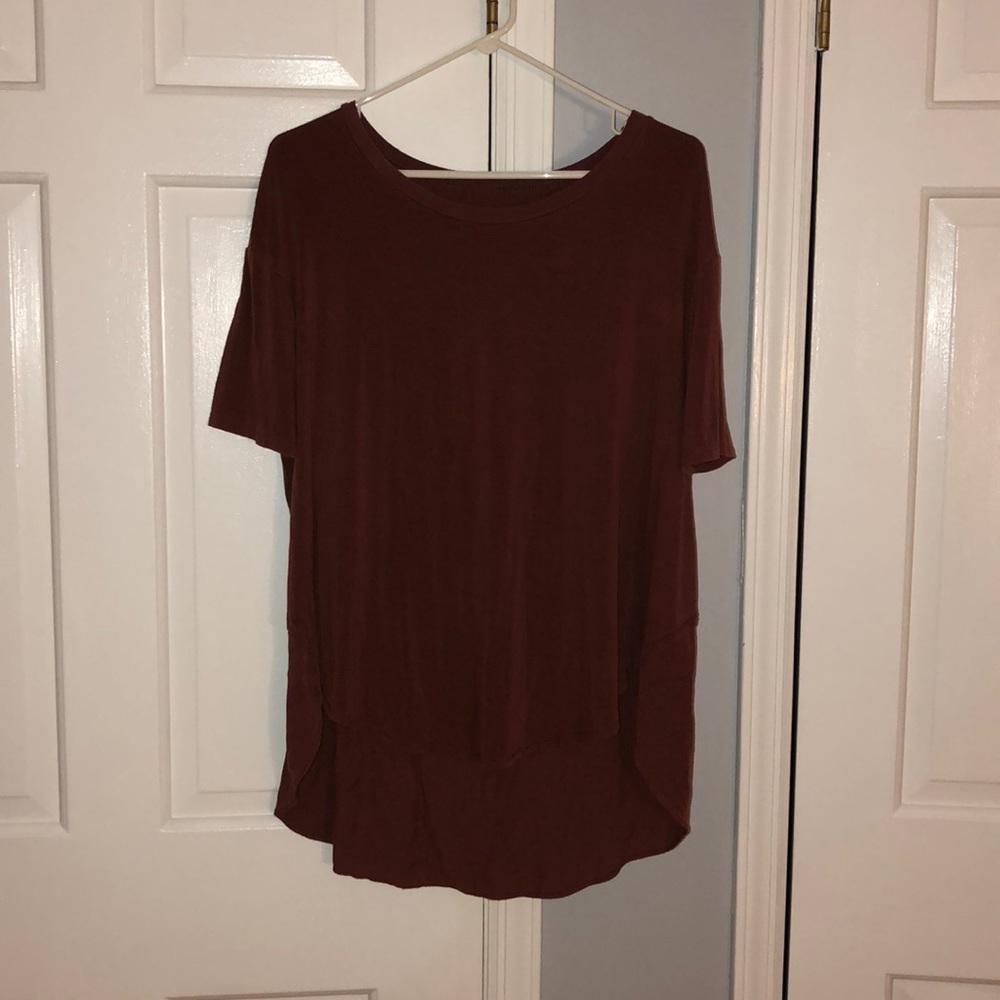dark red short sleeve shirt
